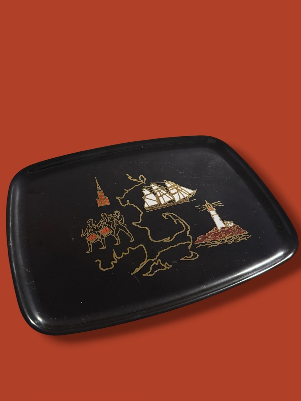 Black Decorative Serving Tray with Gold detailing